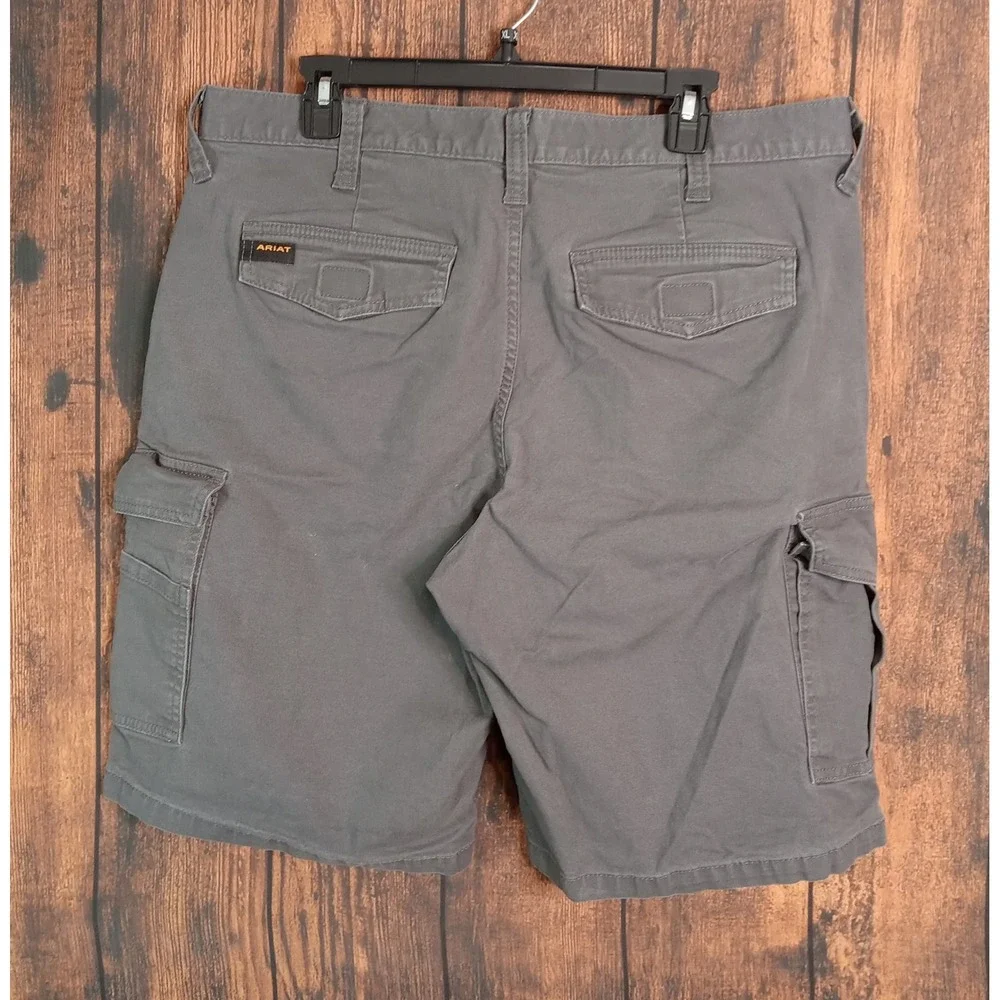 Ariat Rebar M4 Relaxed Mens Green Cargo Shorts 36 Workwear Cotton Spandex